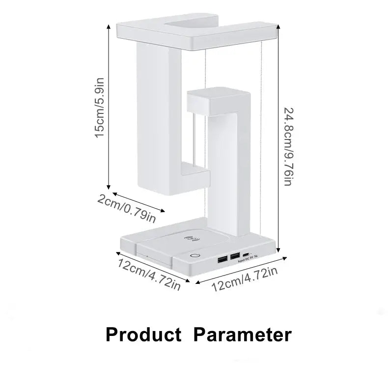 Simples Market white floating lamp with detachable 10 W wireless charger for bedroom/office desk