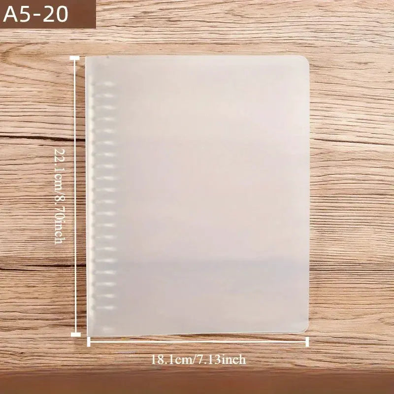 Simples Market 175-page capacity ringed binder, clear PP plastic with clasp closure, A5 size