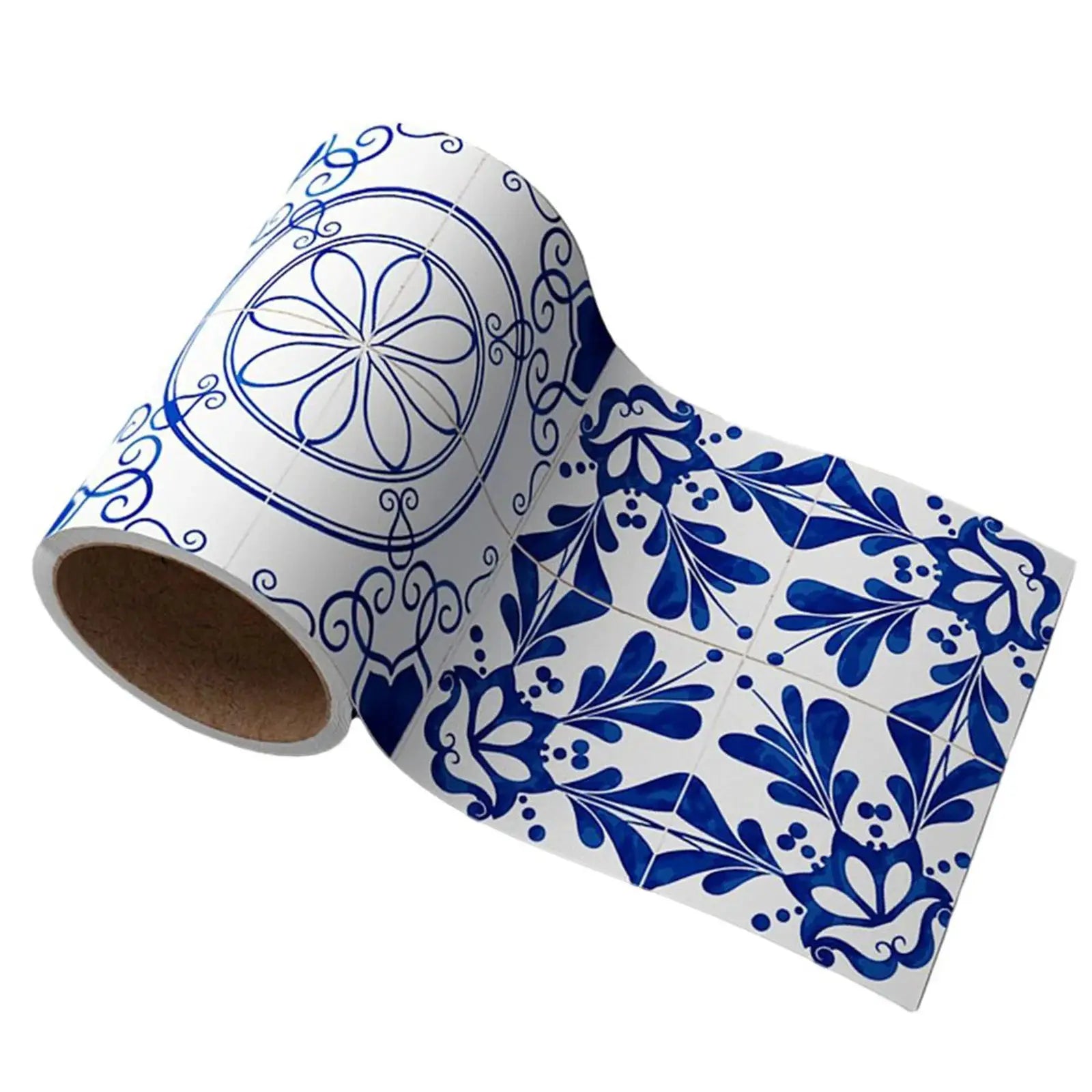 Self-adhesive waistline decorative strip with blue floral pattern, waterproof wall border rolls by Simples Market