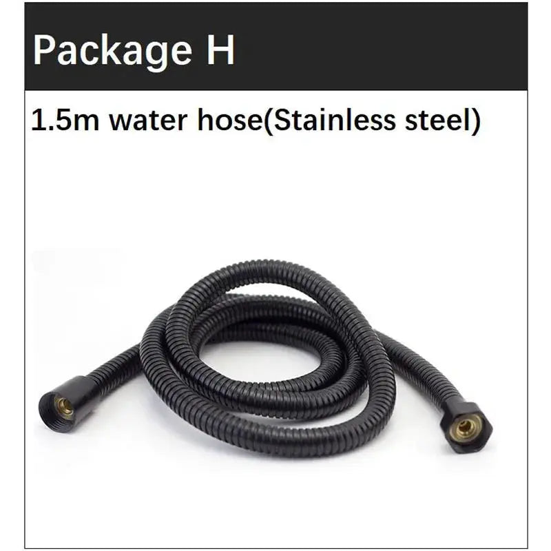 Handheld black bidet spray hose with brass connectors, 1.5m length