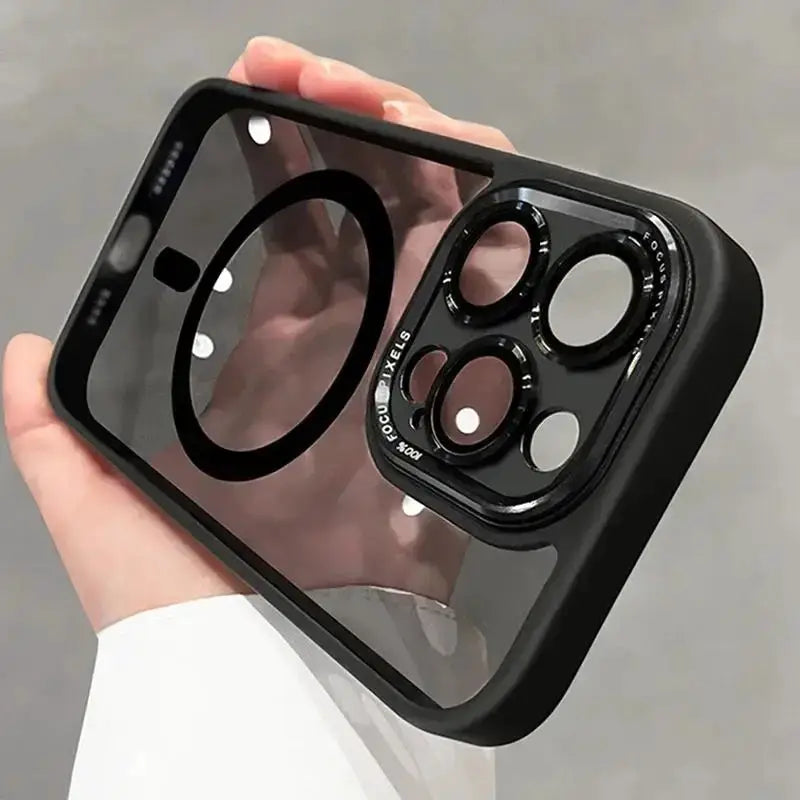 LuxGuard Magnetic Metal Lens Bumper Case For iPhone 11 To 16 Pro Max And 16 Plus Wireless Charging Ready Clear Cover