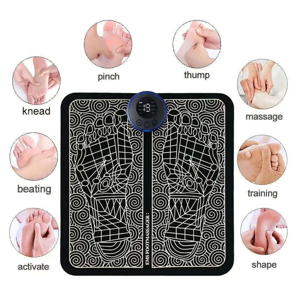 Simples Market USB-powered Electric Foot Massage Mat in black with digital display
