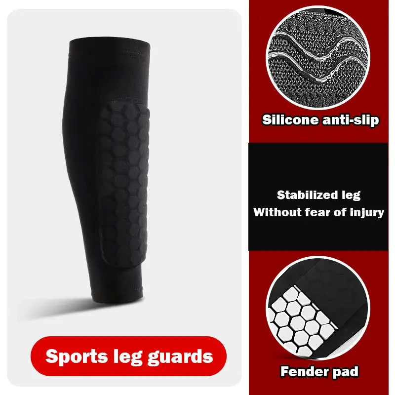 1Pcs Football Shin Guard Socks Sleeves With Foam Padding Calf Compression Sleeve Honeycomb Pads For Soccer Equipment