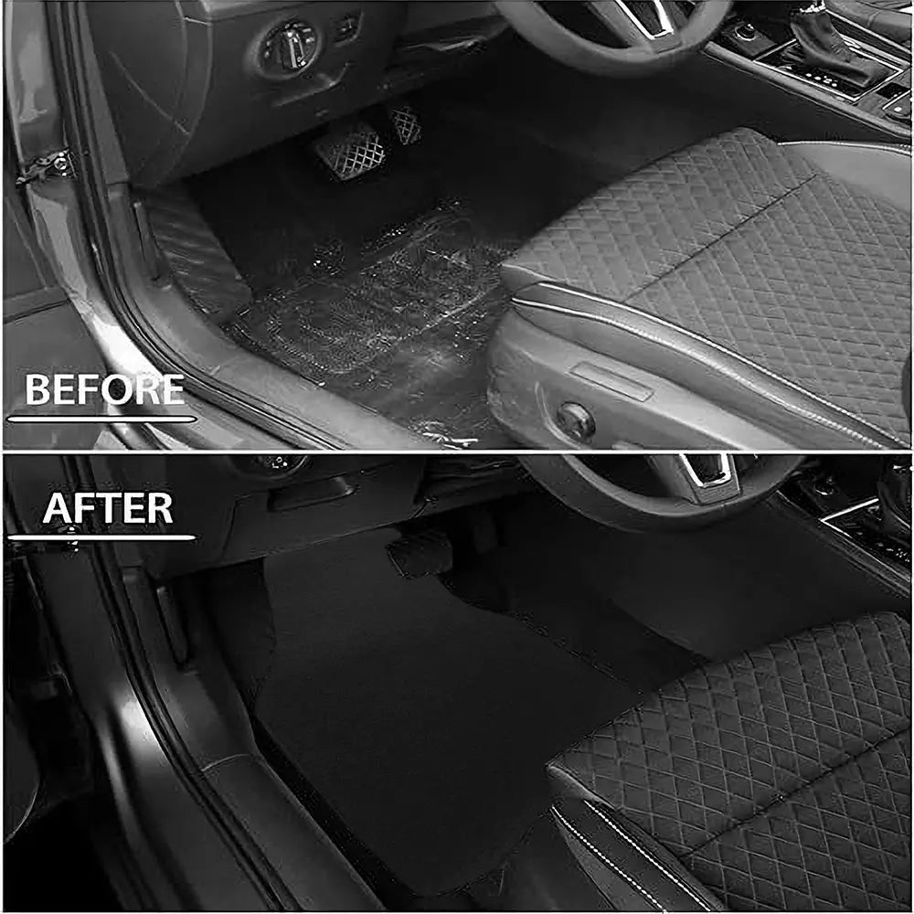 Car floor mats by Simples Market, front & rear, universal fit, black quilted carpet mats