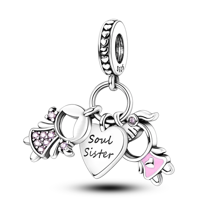 925 Sterling Silver Charms Bead Pink Butterfly Luminous Firefly Dangle Fit Bangle Bracelet Necklace DIY Jewelry