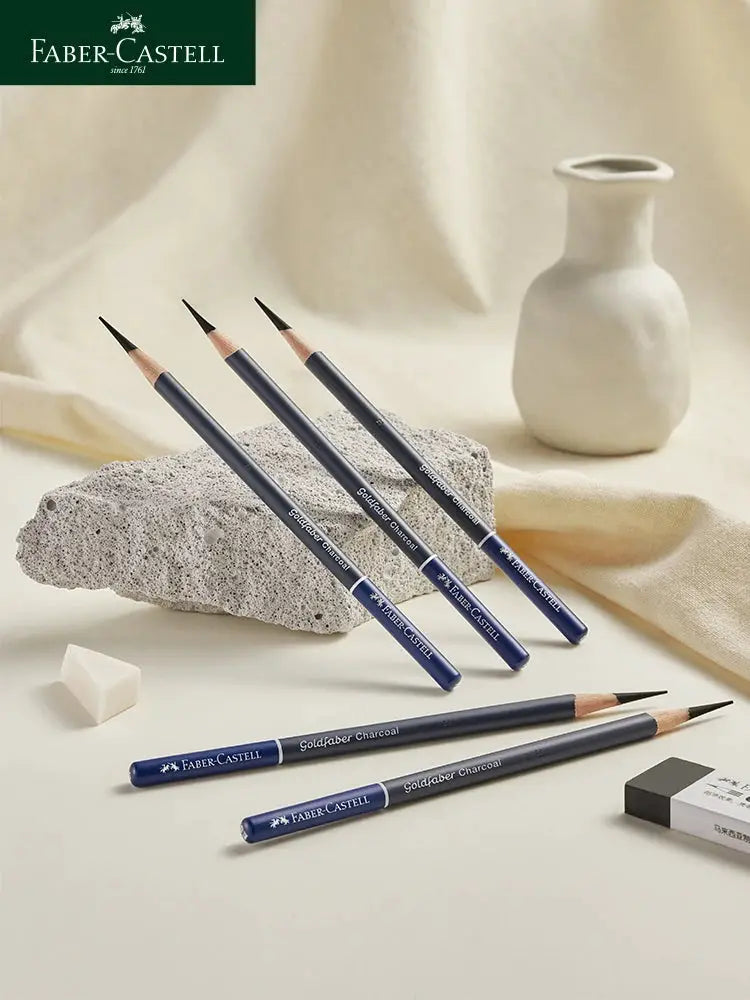 Faber-Castell Goldfaber Charcoal sketch pencils set, 5/6-piece navy blue pencils for drawing