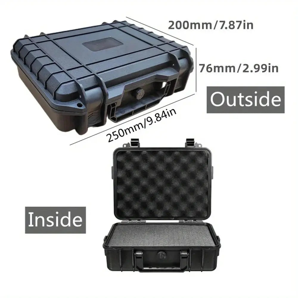 Hard Shell Waterproof Organizer Box by Simples Market, black portable toolbox with foam-padded interior