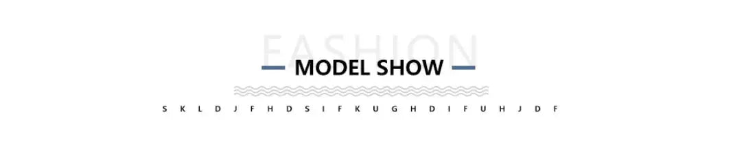 Fashion Model Show banner with bold text and decorative blue lines.