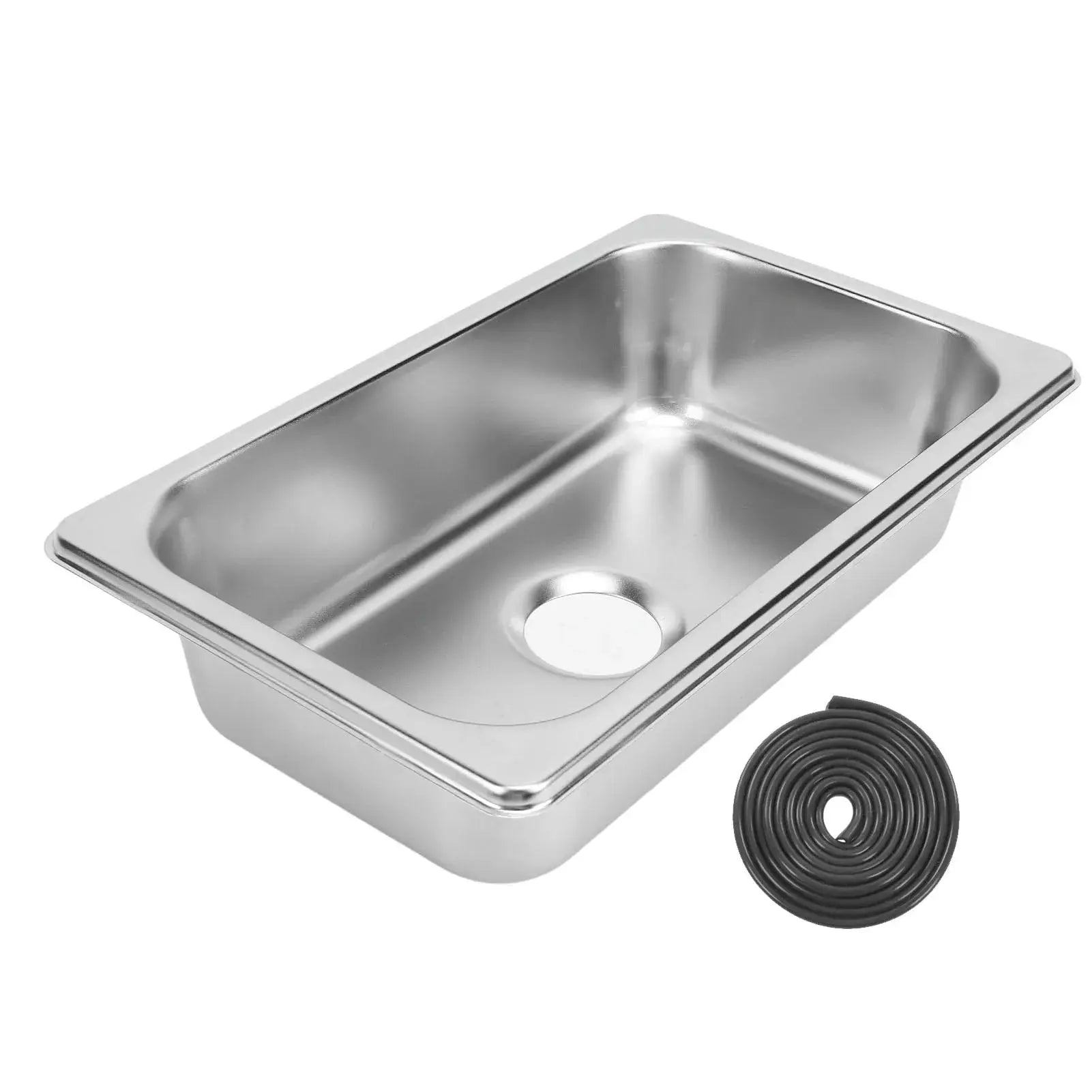 Simples Market RV 304 stainless steel rectangular kitchen sink with 40mm drain outlet and coiled hose