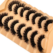 HBZGTLAD 7 Pair Faux Mink Lashes Fluffy Natural Look False Eyelashes Volume Wispy Crossed Thick Fox Eye Cat Eye