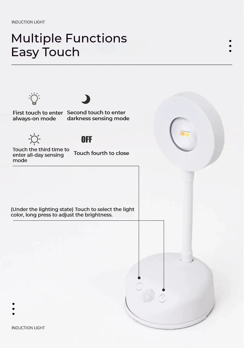HPH USB rechargeable intelligent human-sensing wireless wall light by Simples Market with dimmable LED spotlight, white