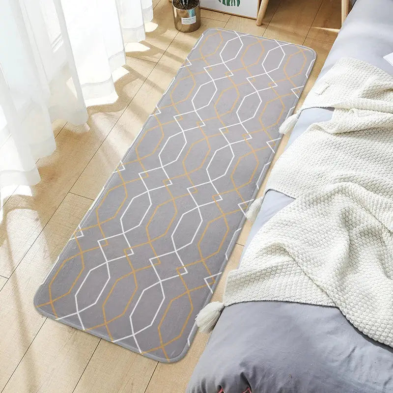 Cartoon Bedroom Carpet Plush Floor Mat Non Slip Rubber Backing Long Strip Bedside Rug For Living Room Sofa Coffee Table