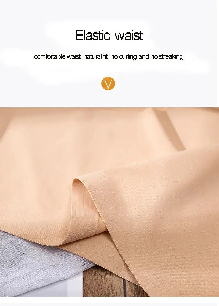 Plus-size women's seamless underwear in nude beige ice-silk fabric by Simples Market