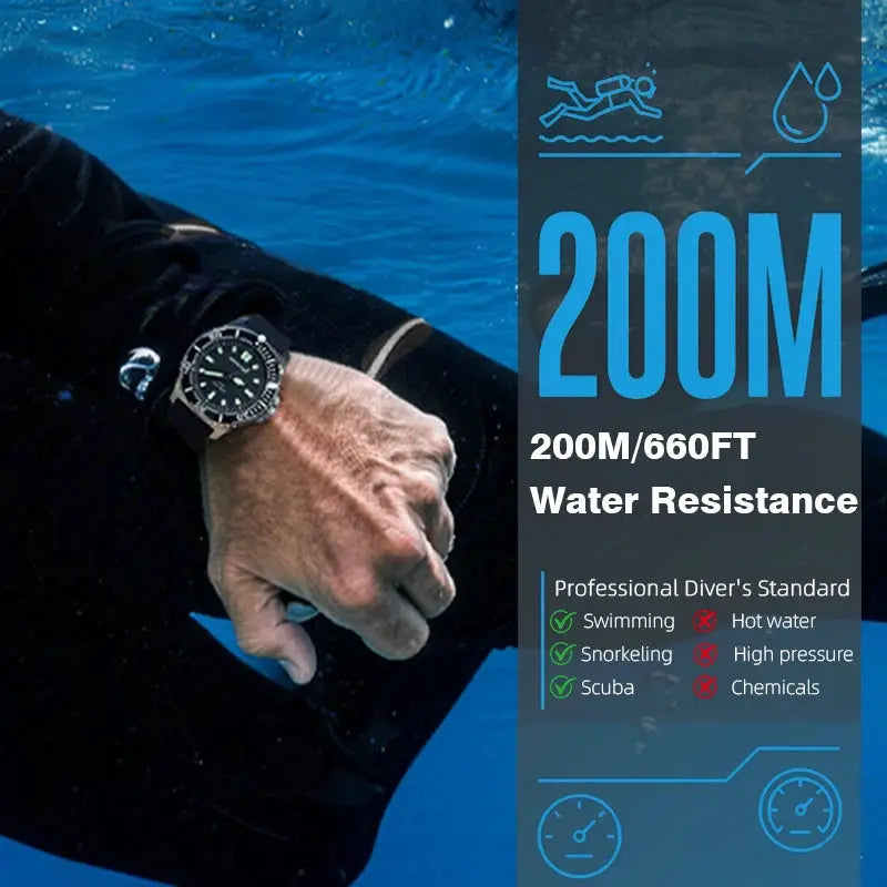 NORTH EDGE ABYSS men's solar-powered diving watch, 316L steel case, black dial, 200m water resistance