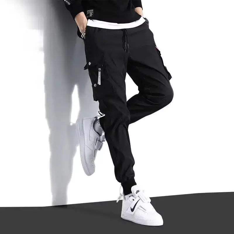Simples Market 2025 men's black tactical work pants with multiple cargo pockets