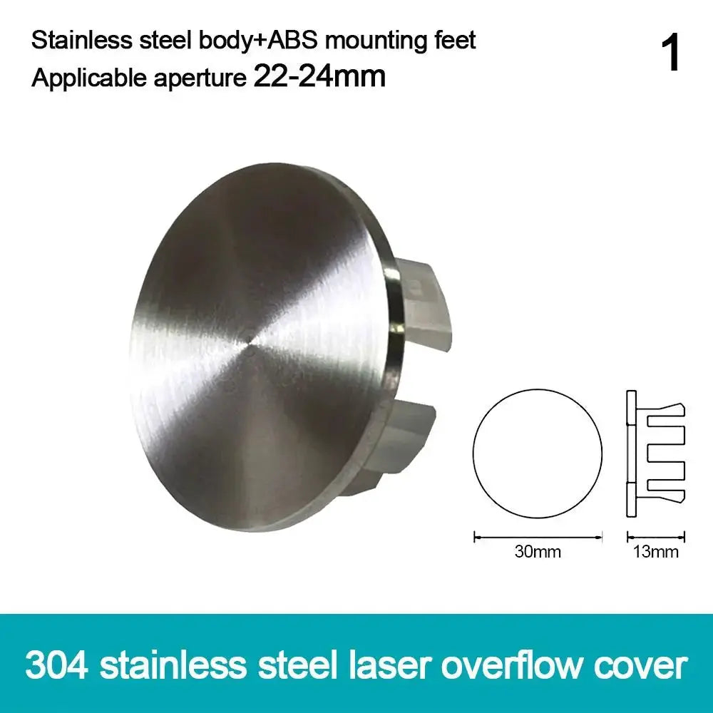 PureCraft Stainless Steel Basin Sink Overflow Cover Ring Insert For Round Drains Leakproof Polished Silver Finish
