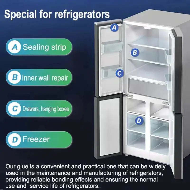 Transparent Refrigerator Glue for Low Temperature Sealing and Plastic Wood Bonding Super Glue for Refrigerator Seals