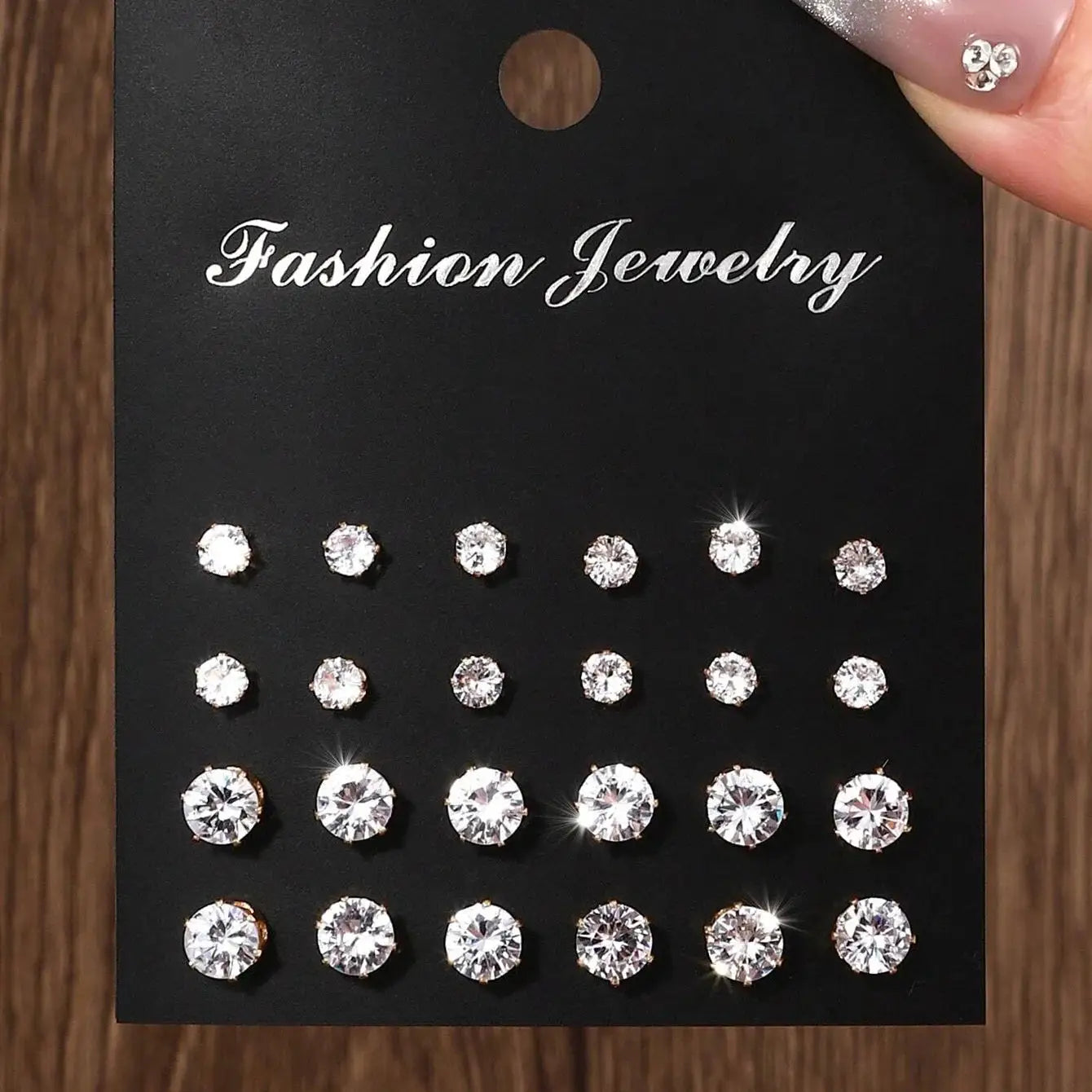12 Pairs Zirconia Decorative Stud Earrings Set Luxurious Simple Shiny Gift For Women For Parties And Occasions
