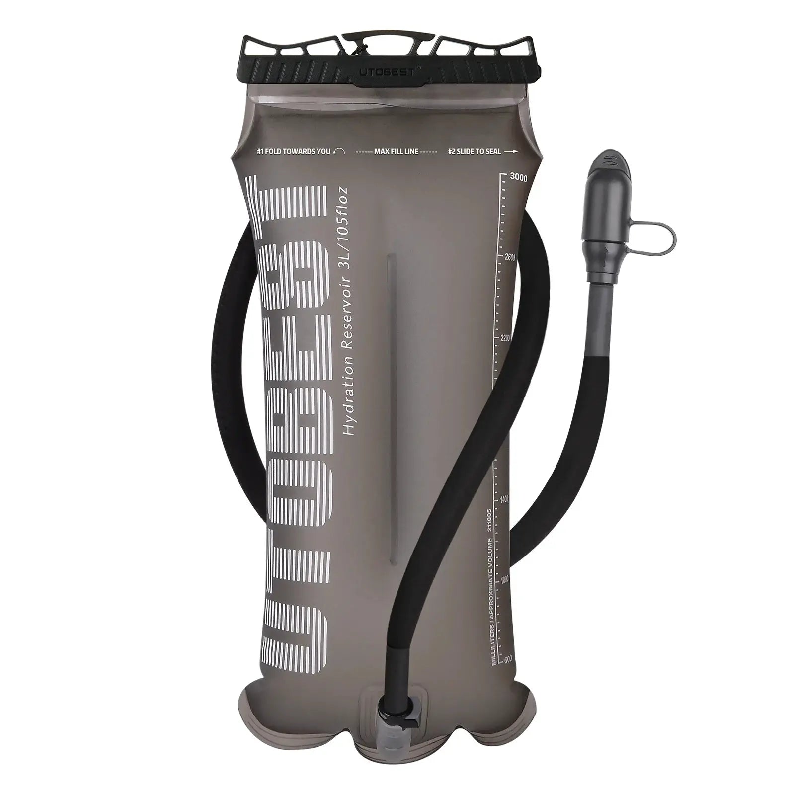 UTOBEST hydration bladder reservoir, gray TPU with hose and bite valve