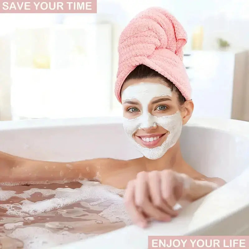Extra Large Microfiber Hair Towel Wrap With Elastic Band Quick Dry Ultra Absorbent Soft Turban