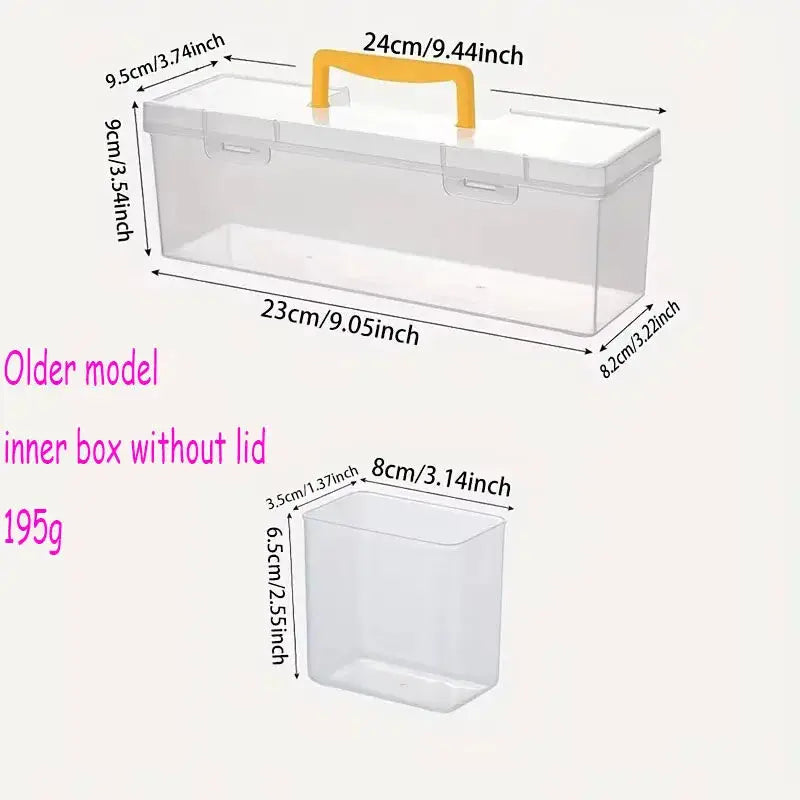 Simples Market transparent tool storage box with yellow handle and smaller inner box