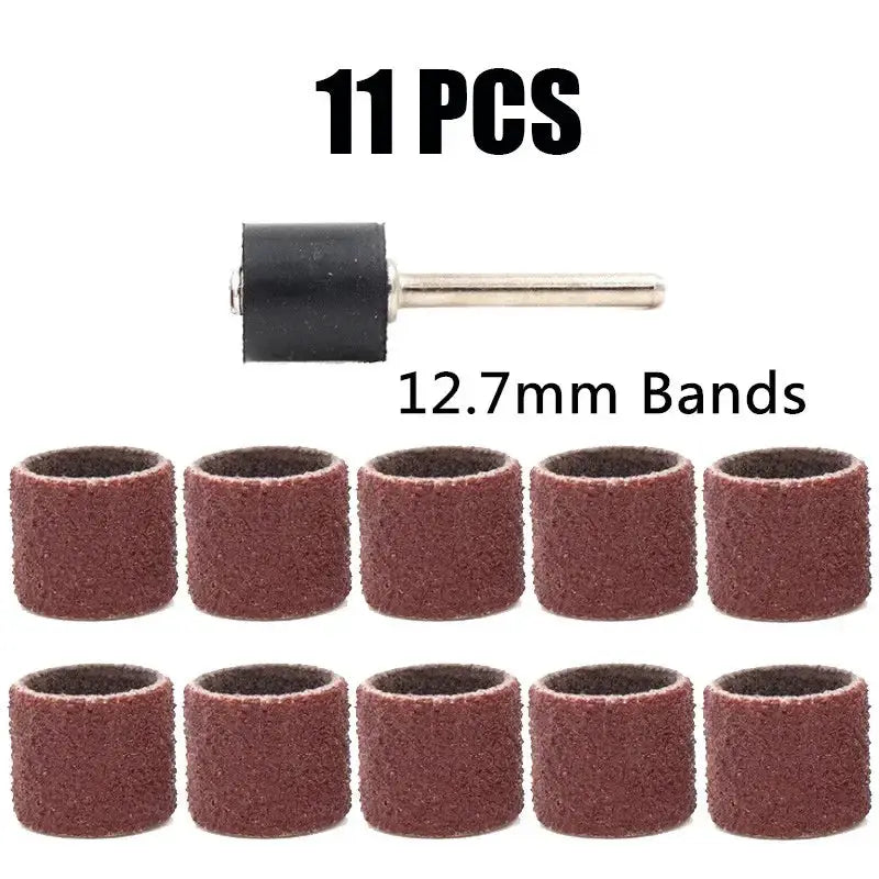 102 Piece 80 Grit Sanding Drums Kit With Sanding Bands And Half Inch And Quarter Inch Mandrels For Dremel Rotary Tools