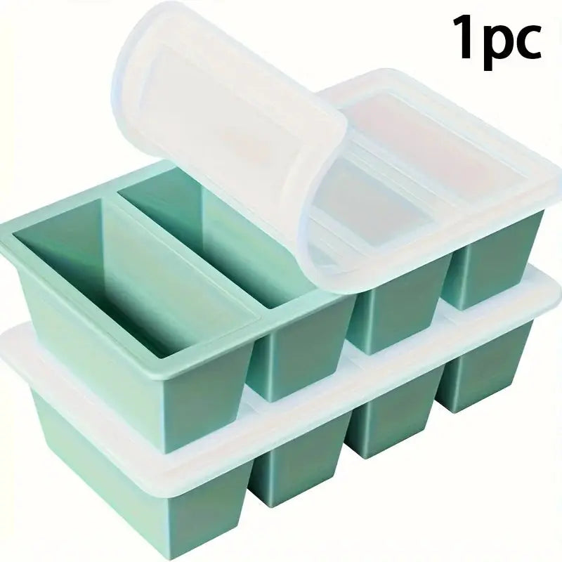 Silicone Freezer Tray With Lid Durable Stackable Food Storage For Freezing Soup Broth And Sauces