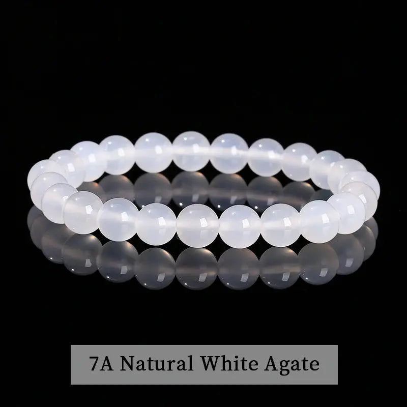 JD Natural Stone Beads Bracelet Amethyst Tiger Eye Crystal Quartz Agate Unisex Bangle Reiki Healing Jewelry Gift