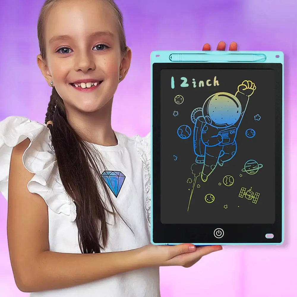 Simples Market 12-inch LCD color drawing tablet for kids, blue frame with stylus