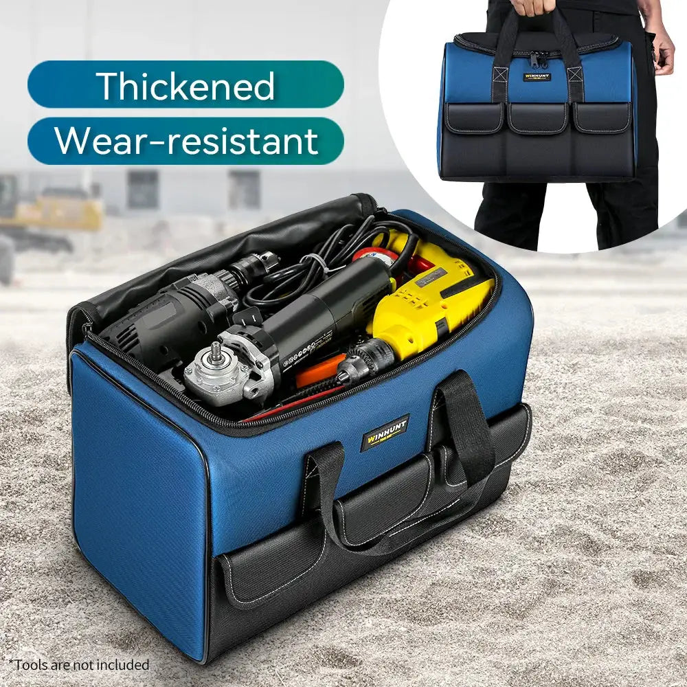 ProGear Heavy Duty Wide Mouth Tool Bag With Pockets Durable Oxford Cloth Organizer For Easy Tool Storage