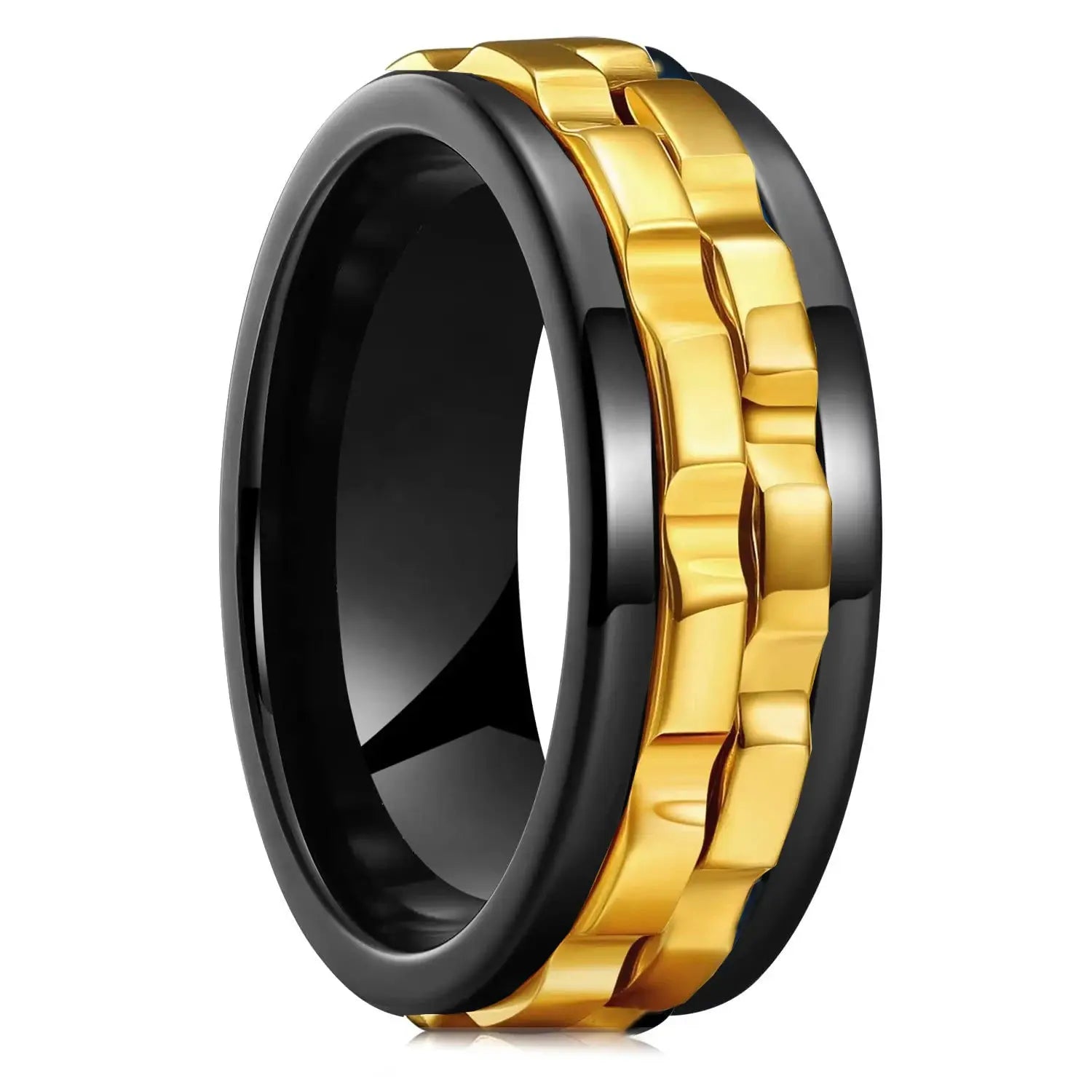 Titanium Steel Chain Spinner Ring For Men Anxiety Relief Fidget Jewelry Punk Rock Biker Wedding Party Accessory