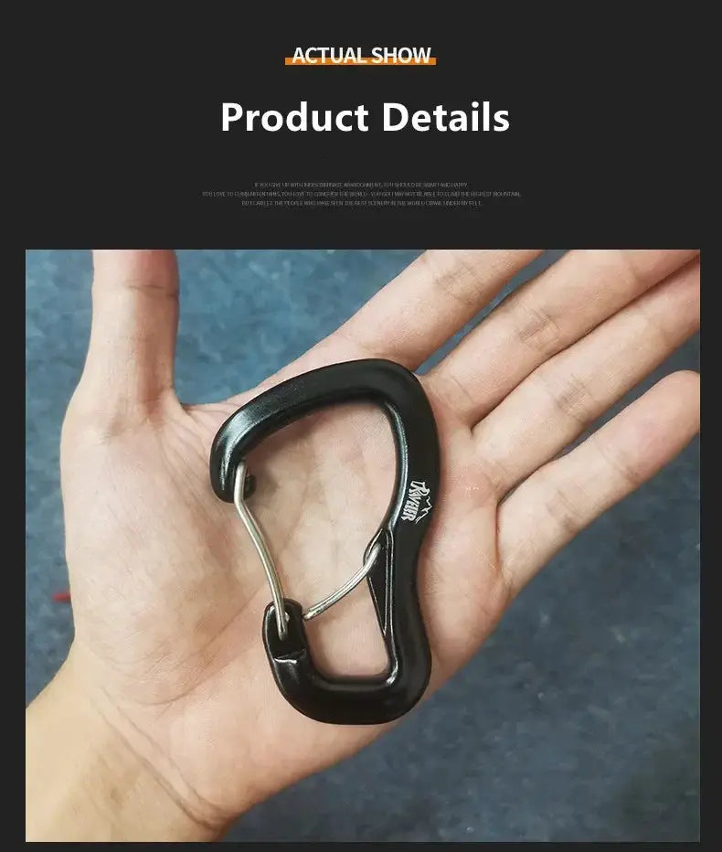 Simples Market outdoor hammock double-locking carabiner, black aluminum alloy quick-hang buckle