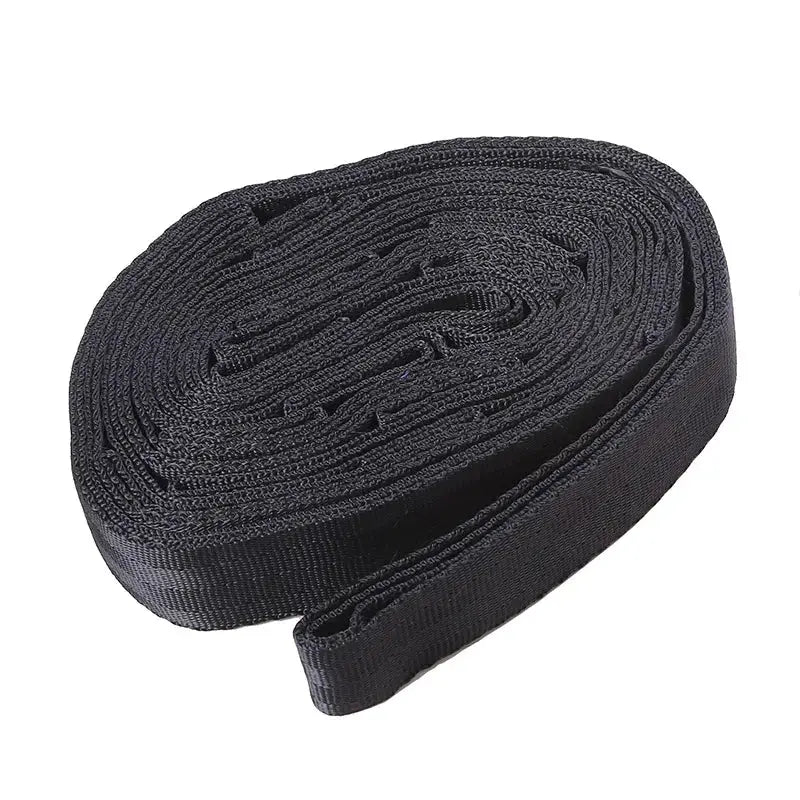 2 pcs black polyester hammock straps by Simples Market, 600lbs breaking strength, rolled up
