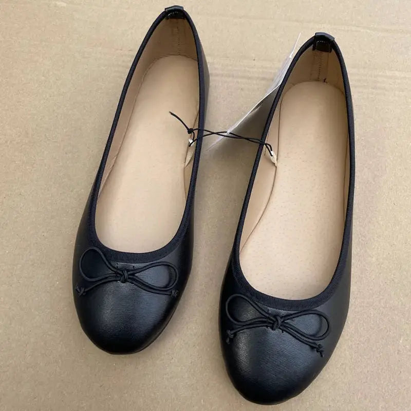 SpringElegance Bowknot Ballet Flats Womens Slip On Comfort All Day Everyday Wear Classic Round Toe