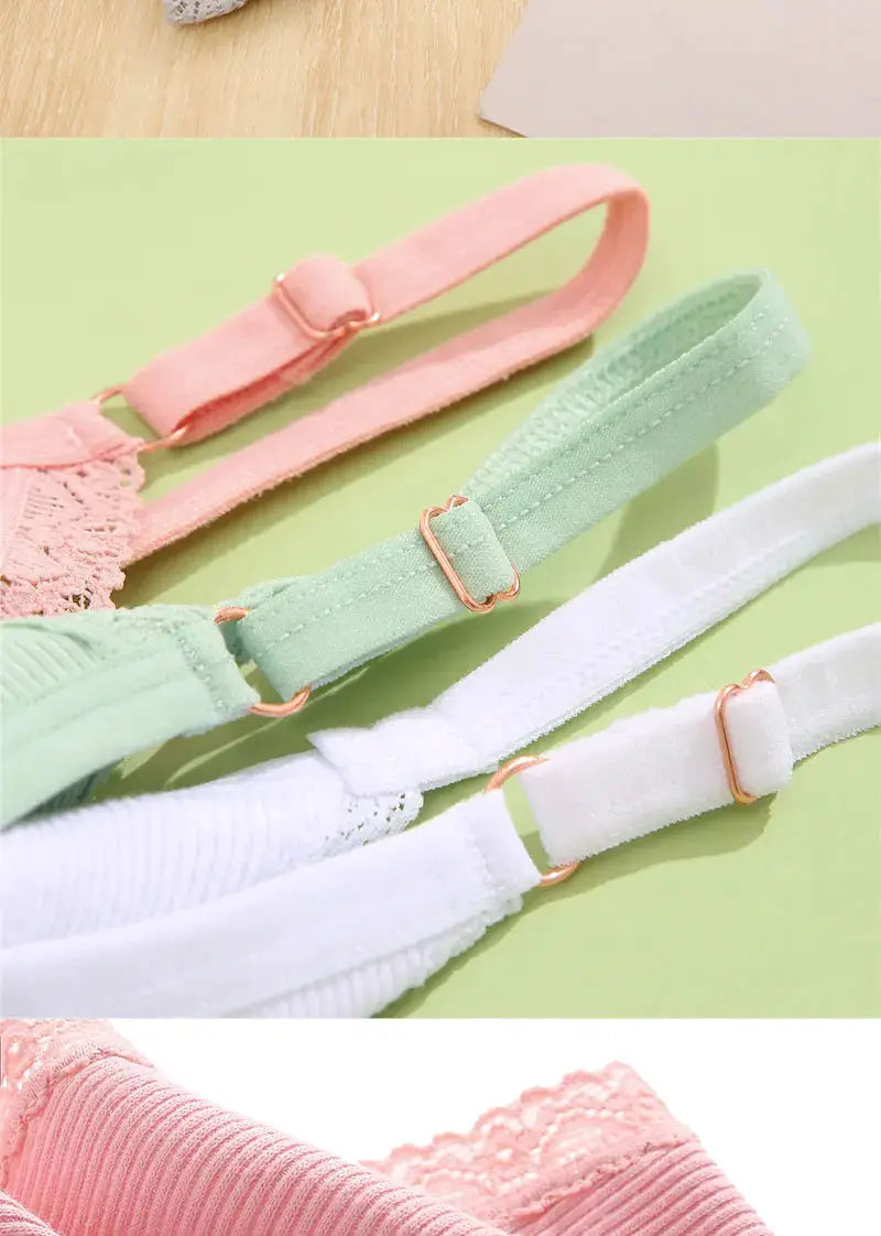 FINETOO 5pc cotton G-string panties set in pastel pink, mint and white with adjustable waist, Simples Market