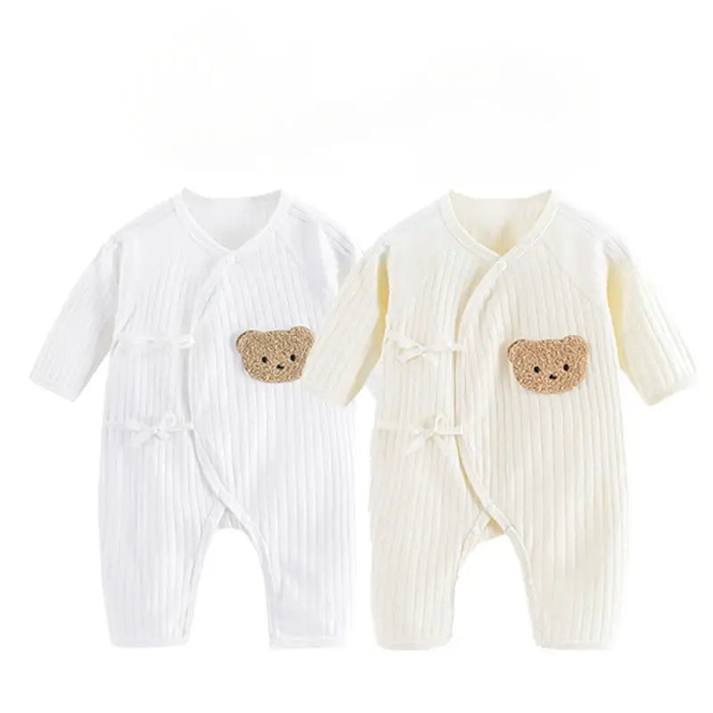 Somenie 100 Percent Cotton Infant Jumpsuit Long Sleeve Romper For Newborn Boys And Girls All Season Wear