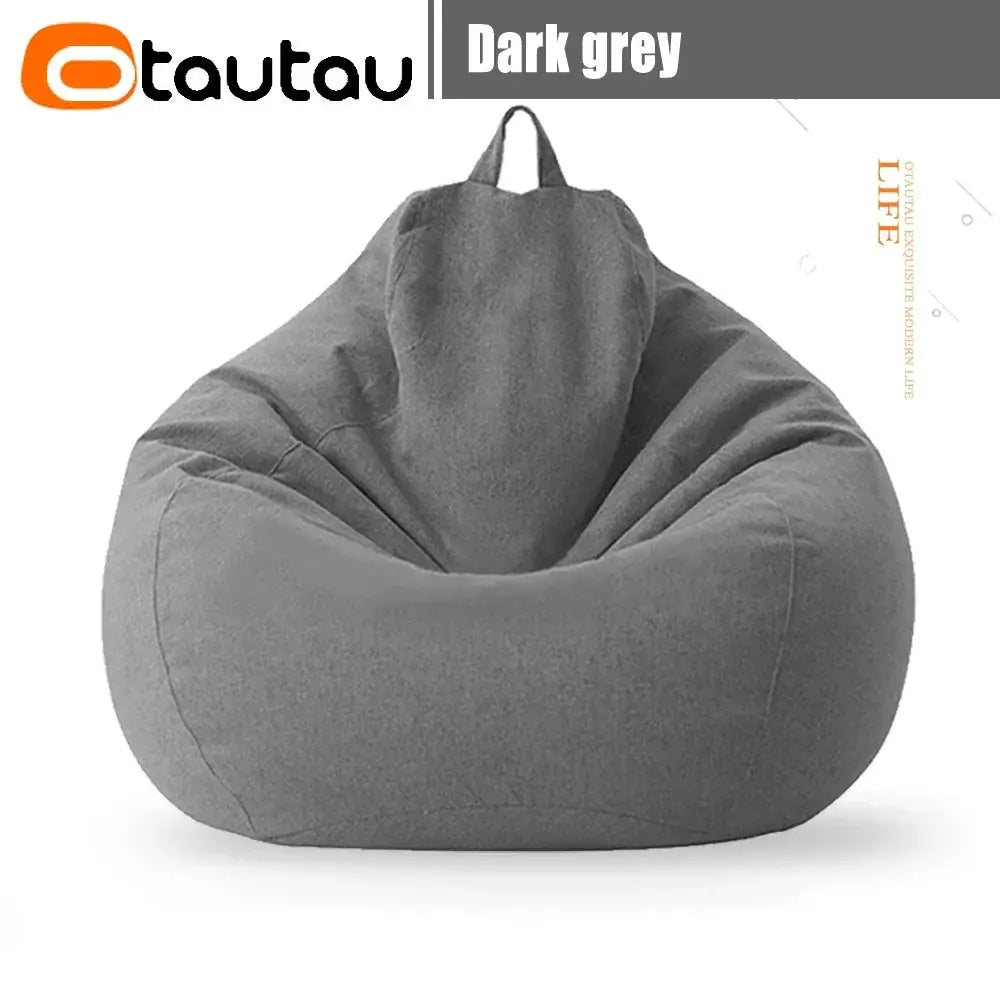 OTAUTAU bean bag sofa, dark grey cotton-linen, 70cm, with filler