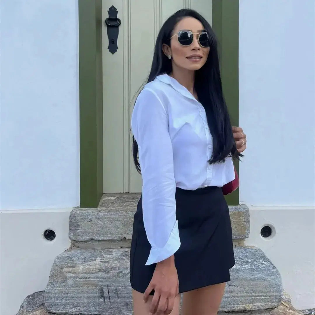 Womens 2025 Asymmetric Skort High Waist Black Skirt Shorts With Stretch Polyester For Women