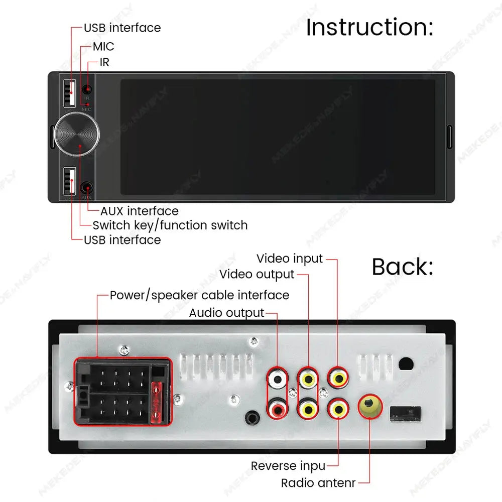1DIN MP5 car stereo with 6.86-inch touchscreen, USB/AUX/BT, CarPlay and Android Auto — Simples Market