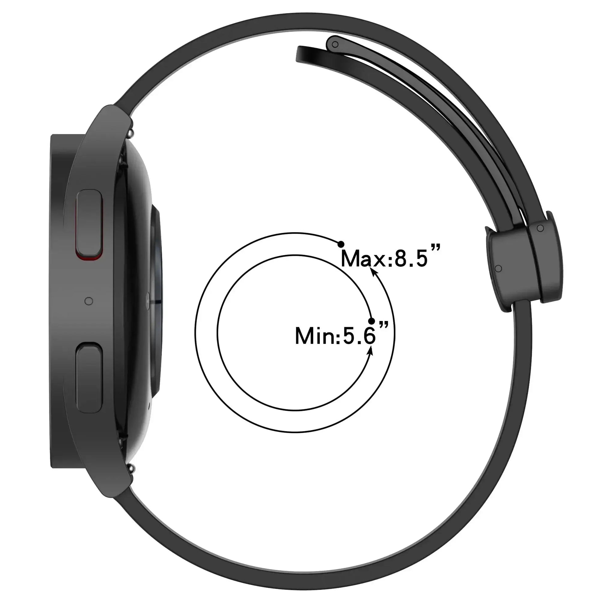 Simples Market black silicone watch strap, 20–22mm, magnetic buckle for Samsung Galaxy Watch series