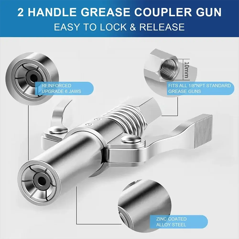 10000 PSI Grease Gun Coupler Quick Release NPTI Style Oil Pump Nozzle Injector for Automotive Car Repair