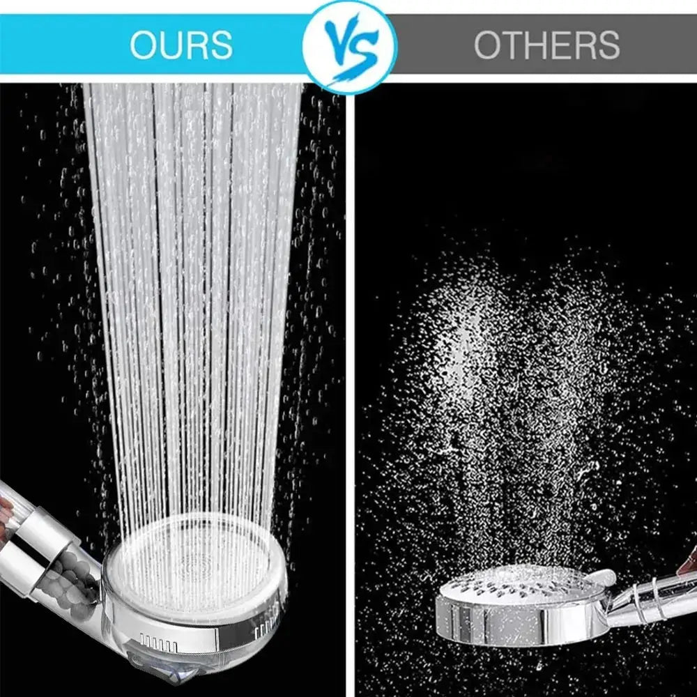 Simples Market chrome 3-function high-pressure SPA shower head with anion filter, handheld rainfall style