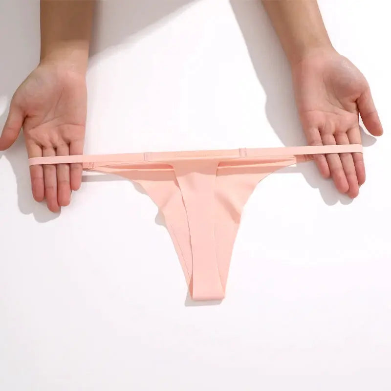 Thong underwear set, 4-piece seamless ultra-thin panties in peach pink by Simples Market