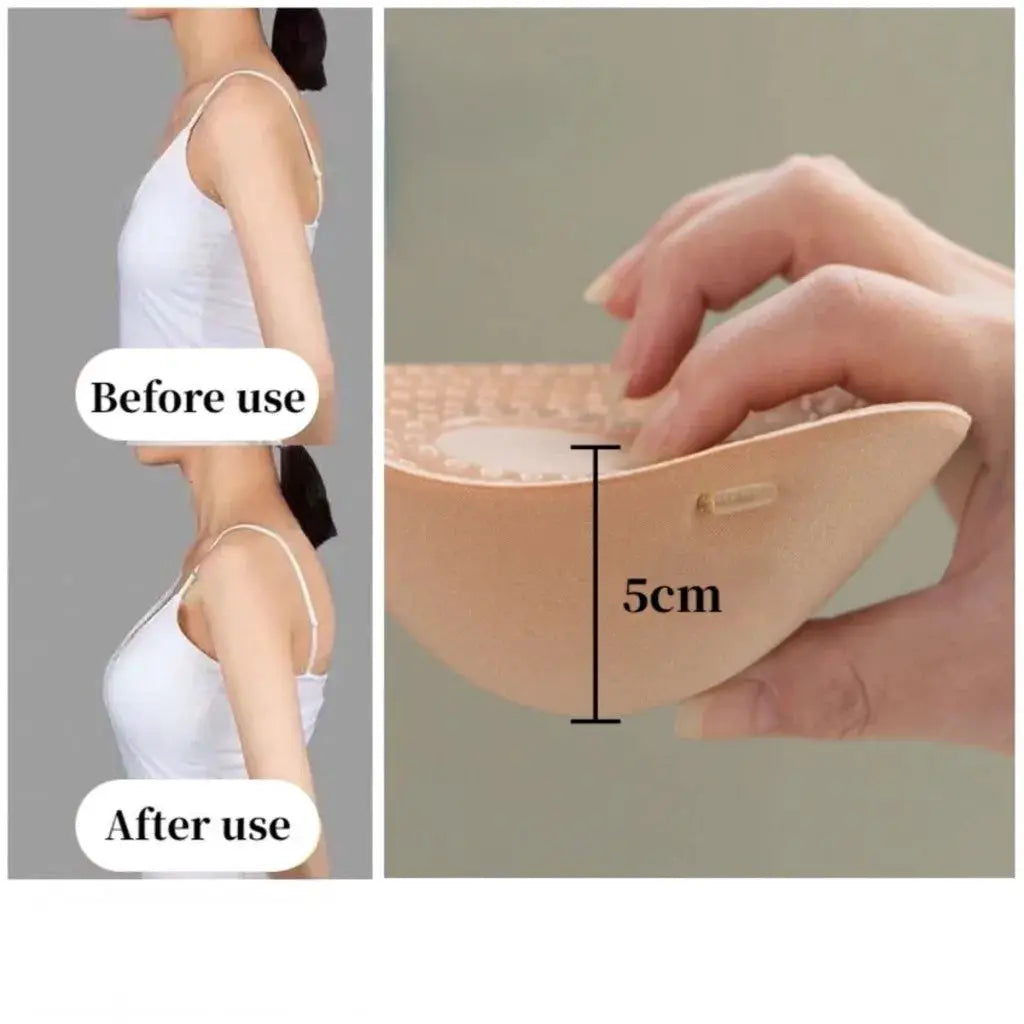 Adhesive padded bra insert, 5cm thick, strapless, front-closure lift, reusable