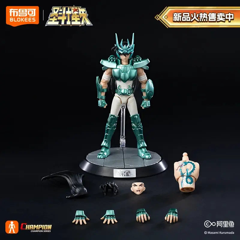 Blokees Original Gold Saint Seiya Dragon Shiryu Capricorn Shura Cancer Deathmask Champion Class Action Figure Gift