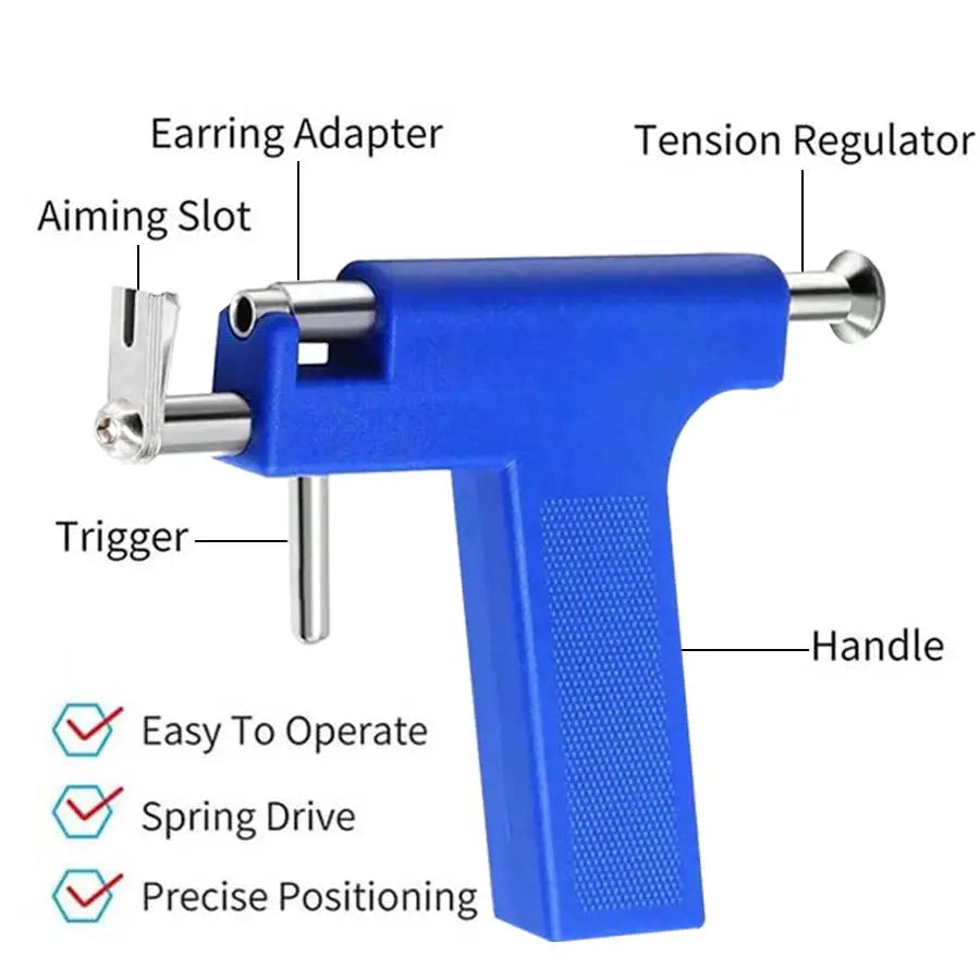 Professional Ear Piercing Gun Kit With 98 Stainless Steel Stud Earrings For Home And Salon Use