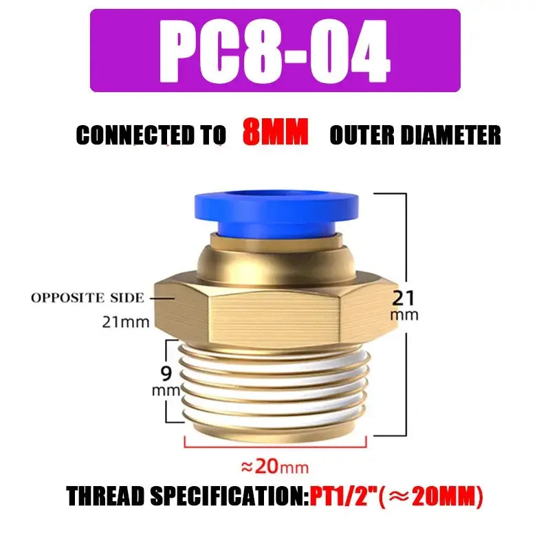 Pneumatic Fitting Air Connector Set PC4 PC6 PC8 PC10 PC12 Quick Connectors For 4 6 8 10 12 Mm Hose Fittings Inch Thread