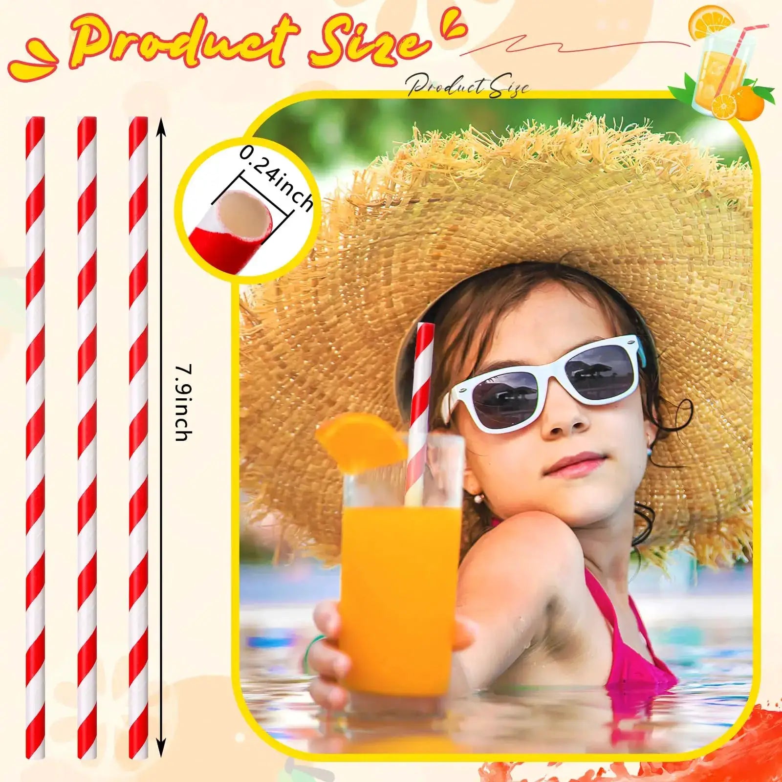 Red And White Striped Disposable Paper Straws For Coffee Milk Juice Cocktails Party Drinkware 50 Or 100 PCS