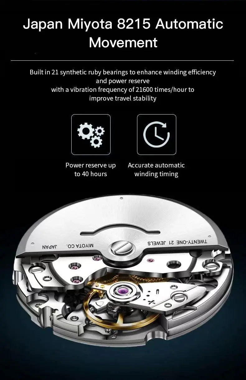Specht&Sohne 37MM automatic watch for men with Miyota 8215 movement, stainless steel case, sapphire crystal