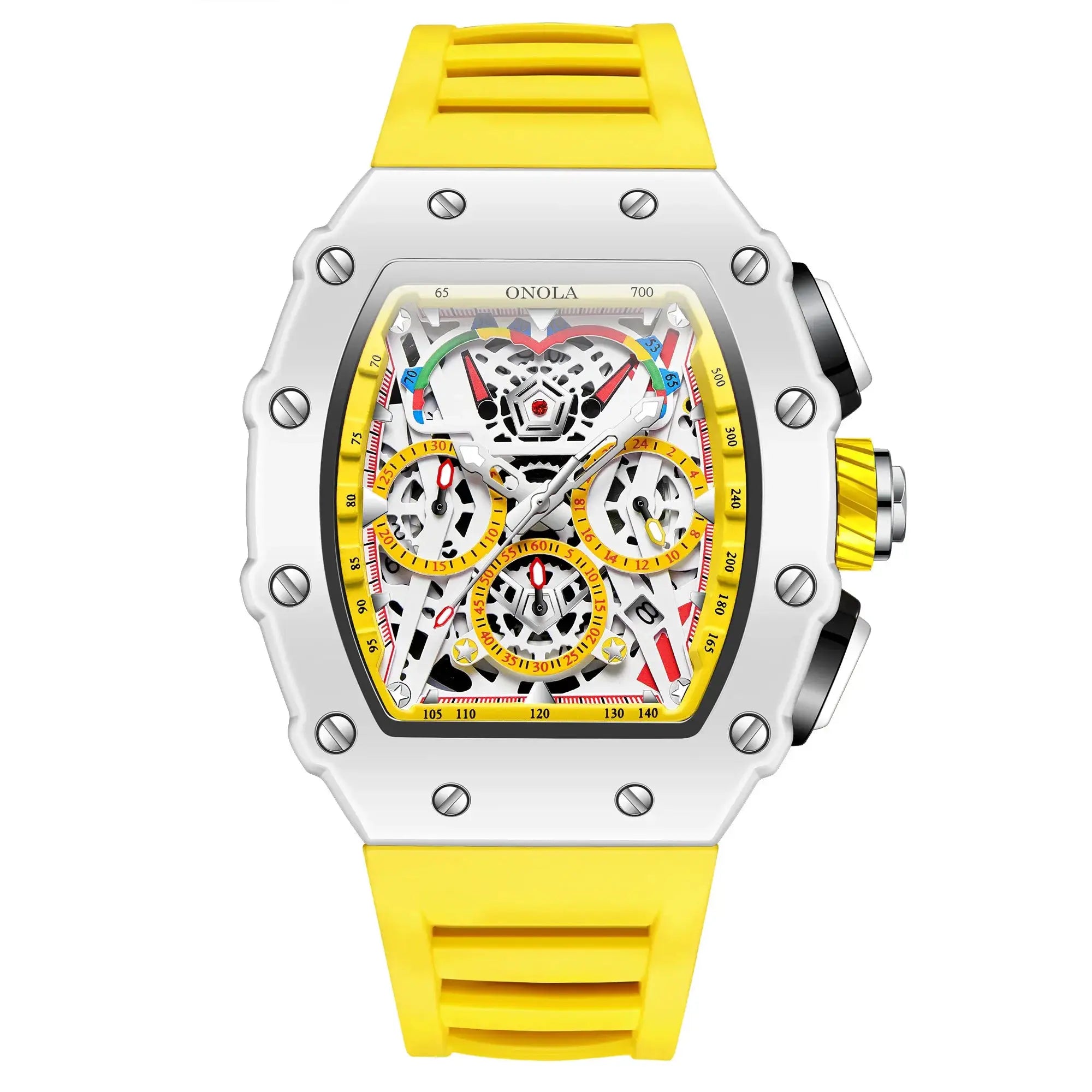 Onola Mens Luxury Quartz Watch Waterproof Multifunctional Silicone Strap for Everyday Fashion